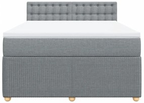 vidaXL Κρεβάτι Boxspring με Στρώμα Ανοιχτό Γκρι 140x190 εκ. Υφασμάτινο