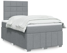 vidaXL Κρεβάτι Boxspring με Στρώμα Ανοιχτό Γκρι 120x200 εκ. Υφασμάτινο