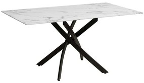 Τραπέζι 606-223-100 140x80x75cm Marble Effect White-Black Metal, Glass