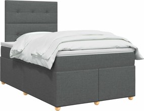 vidaXL Κρεβάτι box spring με στρώμα Σκούρο Γκρι 120 x 200 cm Ύφασμα