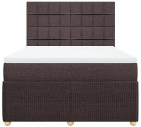 vidaXL Κρεβάτι Boxspring με Στρώμα Σκούρο Καφέ 140x190 εκ. Υφασμάτινο
