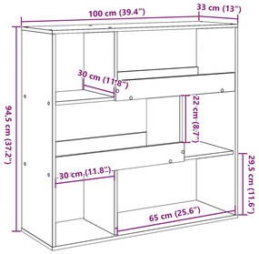 Βιβλιοθήκη/Διαχωριστικό Χώρου Λευκό 100x33x94,5 εκ. - Λευκό