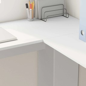 vidaXL Γωνιακό γραφείο Λευκό 140 x 113,5 x 75 εκ. Επεξεργασμένο ξύλο