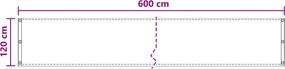 vidaXL Οθόνη Μπαλκονιού Άμμος 120 x 600 cm HDPE και Αλουμίνιο