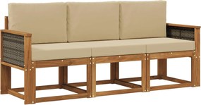 vidaXL Σειρά Καναπέ Εξωτερικού με μαξιλάρι 3 pcs Φυσικό