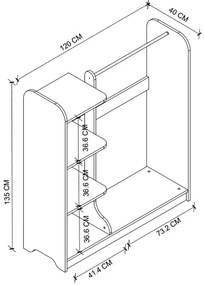 Έπιπλο εισόδου Rozesme Megapap χρώμα pine oak 120x40x135εκ.