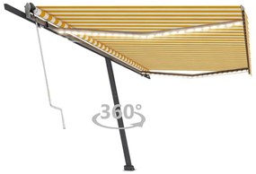 vidaXL Τέντα Αυτόματη με LED & Αισθ. Ανέμου Κίτρινο/Λευκό 500x300 εκ.
