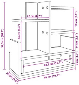 Έπιπλο Οργάνωσης Γραφείου Καφέ Δρυς 49x20x52,5 εκ Επεξ. Ξύλο