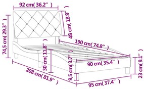 Πλαίσιο Κρεβατιού με Κεφαλάρι Ροζ 90x190 εκ. Βελούδινο - Ροζ