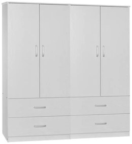 Intrahome Ντουλάπα ρούχων τετράφυλλη Zelia A Intrahome με 4 συρτάρια χρώμα λευκό 158x42x180εκ | SKU: INTRAPA-350111172