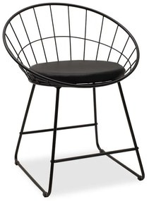 Seth chair black metal wire with black pvc cushion 58x50x71 εκ.