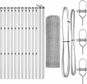 vidaXL Στύλος Περιφράξεων Ασημί 25 x 0,4 m (13 mm πλέγμα) Ατσάλι