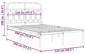 ΠΛΑΙΣΙΟ ΚΡΕΒΑΤΙΟΥ ΜΕ ΚΕΦΑΛΑΡΙ ΜΑΥΡΟ 120 X 190 ΕΚ. ΜΕΤΑΛΛΙΚΟ 377114