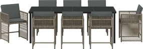 vidaXL Σέτ φαγητού για κήπο 9 pcs Γκρι συνθετικό ρατάν