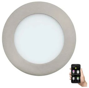 Σποτ Στρογγυλό Χωνευτό Nickel Satine 11,7cm LED Panel 5,4w 2700-6500K 700lm Τηλεχειριστήριο Eglo Fueva 900112