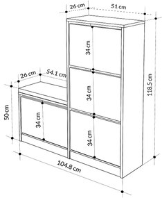 Παπουτσοθήκη μελαμίνης Dude Megapap χρώμα λευκό 104,8x26x118,5εκ. - GP037-0188,1