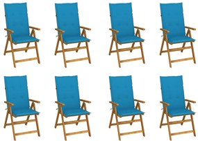 vidaXL Καρέκλες Κήπου Πτυσσόμ. 8 τεμ. Μασίφ Ξύλο Ακακίας με Μαξιλάρια
