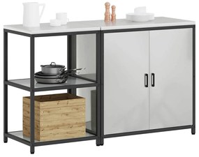 vidaXL Σετ Αποθήκευσης Κουζίνας με ράφι 2 pcs Ασημί 150 x 50 x 92 εκ.