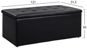 Σκαμπό TRISCUBE με Αποθηκευτικό χώρο και PU Μαύρο 121x51.5x50Υ εκ. 121x51.5x50 εκ.