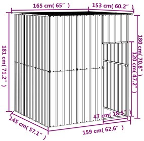 vidaXL Σπιτάκι Σκύλου με Οροφή Αν. Γκρι 165x153x181 εκ Γαλβαν. Χάλυβας
