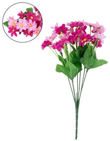 GloboStar® 78206 Τεχνητό Φυτό Μπουκέτο Διακοσμητικών Λουλουδιών με 7 Φούξια Μαργαρίτες M20 x Υ35 x Π20cm