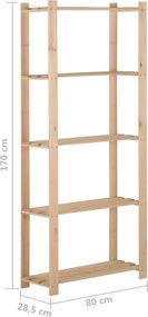 vidaXL Ραφιέρα 5 Επιπέδων 80 x 28,5 x 170 εκ. από Μασίφ Ξύλο Πεύκου