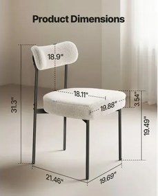 VEVOR Set of 2 Boucle Dining Chairs Modern Kitchen Side Chair Curved Backrest