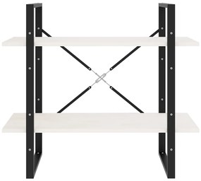 vidaXL Βιβλιοθήκη με 2 Ράφια Λευκή 80x30x70 εκ. από Μασίφ Ξύλο Πεύκου