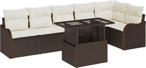vidaXL Σετ Καναπέ με μαξιλάρι 7 pcs Καφέ Πολυ ράταν