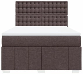 vidaXL Κρεβάτι Boxspring με Στρώμα Σκούρο Καφέ 140x200 εκ Υφασμάτινο