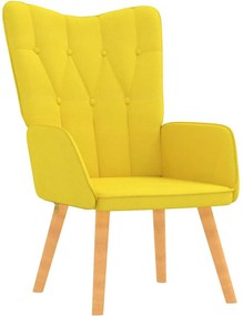 vidaXL Πολυθρόνα Relax Κίτρινη Μουσταρδί Υφασμάτινη με Σκαμπό