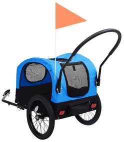 vidaXL Τρέιλερ Ποδηλάτου για Κατοικίδια-Καρότσι Jogging Μπλε/Μαύρο