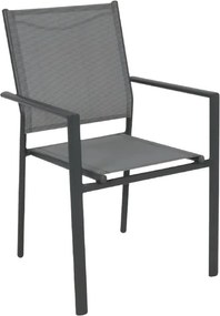 LANSON Πολυθρόνα Κήπου Βεράντας, Μέταλλο Βαφή Ανθρακί Textilene Grey   1τμχ