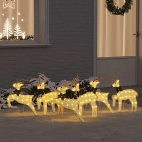 vidaXL LED Ελάφια 6 pcs Χρυσό ύφασμα
