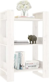 vidaXL Βιβλιοθήκη/Διαχωριστικό Χώρου Λευκό 60x35x91 εκ. Μασίφ Πεύκο