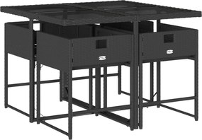 vidaXL Σετ Τραπεζαρίας Κήπου 5 Τεμαχίων Μαύρο Συνθ. Ρατάν με Μαξιλάρια