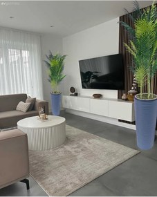 Stewehome τεχνητό δέντρο με 5 μπαμπού κορμούς και 45 φύλλα σε ανθρακογκρι βάζο παραλίας Γκρι