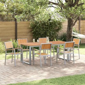 vidaXL Σέτ φαγητού για κήπο 7 pcs Γκρι και καφέ 200 x 90 x 75 cm