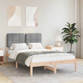 vidaXL Σκελετός Κρεβατιού με Επενδεδυμένο Κεφαλάρι Ανοιχτό γκρι