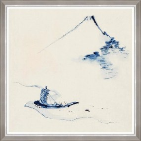 Κάδρο A Person In A Small Boat By Hokusai Fa13350 90X90Cm White-Blue Mindthegap Square Wood