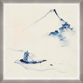 Κάδρο A Person In A Small Boat By Hokusai Fa13350 90X90Cm White-Blue Mindthegap Square Ξύλο