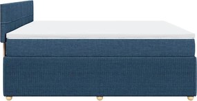 vidaXL Κρεβάτι Boxspring με Στρώμα Μπλε 200x200 εκ. Υφασμάτινο