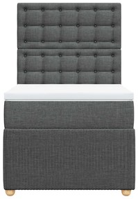 vidaXL Κρεβάτι Boxspring με Στρώμα Σκούρο Γκρι 90x200 εκ. Υφασμάτινο