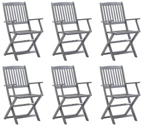 Καρέκλες Εξωτ. Χώρου Πτυσσόμενες 6 τεμ. από Μασίφ Ξύλο Ακακίας