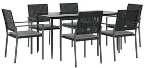 vidaXL Σετ Τραπεζαρίας Κήπου 7 τεμ. Συνθ. Ρατάν / Ατσάλι με Μαξιλάρια