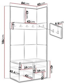 Σετ διαδρόμου Hartford 264, 186x84x46cm, 27 kg, Artisan βελανιδιά, Ταπισερί, Πλαστικοποιημένη μοριοσανίδα, Τοίχου, Εντοιχισμένη | Epipla1.gr