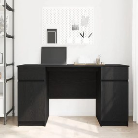 vidaXL Γραφείο με ράφι Μαύρη δρυς 140 x 49 x 76 εκ. Επεξεργασμένο ξύλο