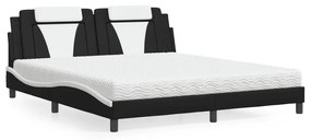 vidaXL Κρεβάτι με Στρώμα Μαύρο/Λευκό 180x200 εκ. από Συνθετικό δέρμα