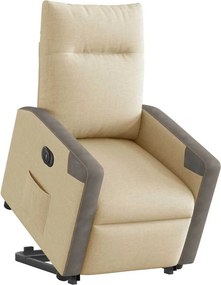 vidaXL Πολυθρόνα Ηλεκ. Ανακλινόμενη με Ανύψωση Κρεμ Υφασμάτινη