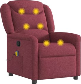 vidaXL Πολυθρόνα Μασάζ Ανακλινόμενη Μπορντό Υφασμάτινη